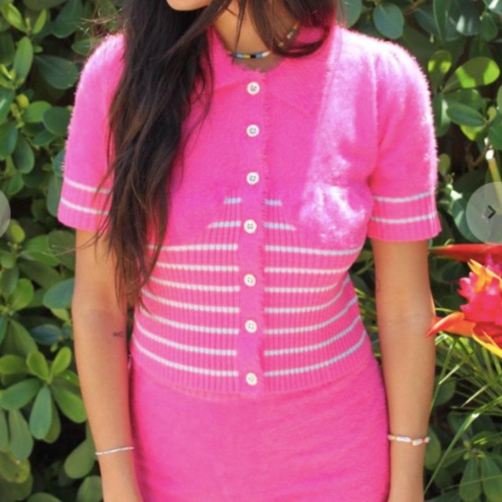 House of Sunny Knitted Polo Pink Glo